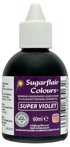 Sugarflair Colours Concentrated Liquid Color Purple - Violet - Colorant Alimentaire, Concentré Nourriture Dye pour Pâte à Sucre, Crème au Beurre, Glaçage, Macarons, Gâteaux - 60 ml