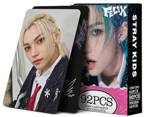 KPOPBP Stray Kids Photocards 92 PCS SKZ Rock Star Album Photo Cards KPOP Gift Lomo Cards Merch for SKZ Boys and Girls (FELIX)