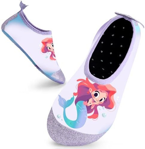 Kids Swim Water Shoes Toddlers Baby Aqua Socks Quick Dry for Girls(Mermaids,32/33 EU)