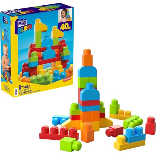 Mega Bloks Building Blocks – HKN40 – Bauspiel-Set – enthält 40 bunte Blöcke – ab 1 bis 5 Jahren