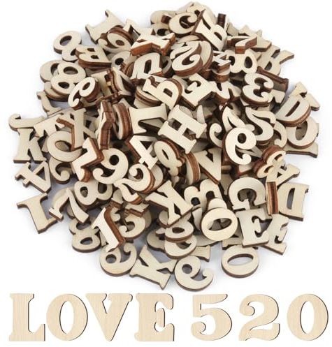 GHVACZS 204 Stück Holzbuchstaben und Holzzahlen, Buchstaben Holz (A-Z), Zahlen Holz (0-9), Geeignet für Dekoration, Frühes Lernen, DIY Bastelprojekte