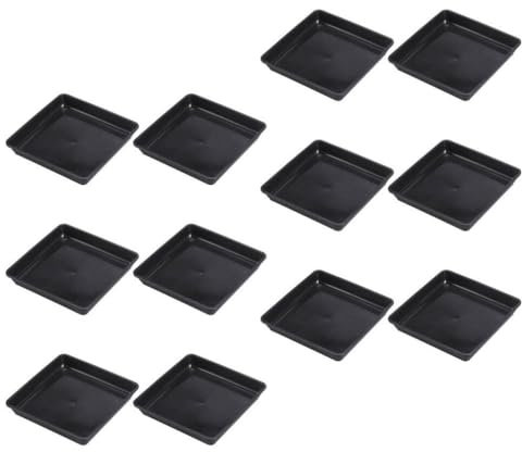 Happyyami Quadratische Untersetzer für Pflanzen 12 Stück 12 cm Kunststoff-Wasserauffangbehälter für Pflanzen Abtropfschalen Robuste Blumentopfschalen Bonsai-Topf-Boden-Bewässerungsplatten