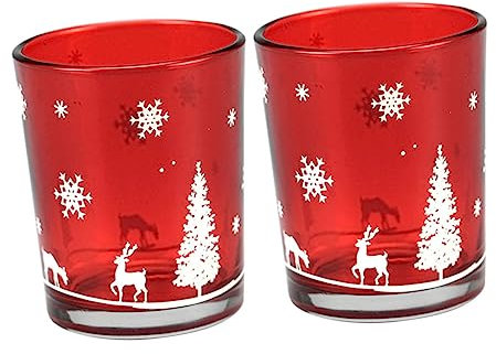 PRETYZOOM 2pcs Weihnachten Elch Glas Kerze Tassen Gothic Stil Festliche für Hause
