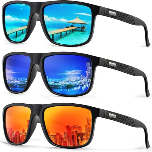 HENGOSEN Polarised Sunglasses Men Sports: Polarized Sunglasses Running Fishing Driving Sun Glasses with UV Protection 3 PACK