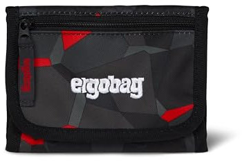 ergobag Brustbeutel Geldbeutel, Mini Portemonnaie mit Kleingeldfach, Sichtfenster für Mädchen und Jungen TaekBärdo - Grau