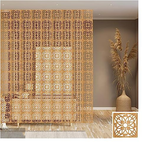 Goldener hängender Raumteiler, Raumteiler-Paneele aus Holz und Kunststoff mit sämtlichem Zubehör für Wohn-, Ess-, Arbeits- und Wohnzimmer, Hotelbar-Dekor (Farbe: Stil 2, Größe: 1 Stück) (Stil 1, 4 Stü