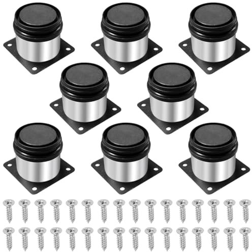 Bangbobi 8 pièces Pieds de Meuble réglables 5cm en Acier Inoxydable - Pieds de Meuble Ronds pour Armoire, canapé, lit, Table, avec vis, Hauteur réglable 0-15mm, Stable et Durable
