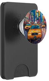 Colorful Times Square Taxi Art Vibrant NYC Night Cityscape PopSockets PopWallet für MagSafe
