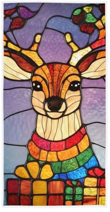 GAIREG Serviette de toilette de Noël à motif cerf vitrail 38,1 x 76,2 cm, douce, très absorbante pour salle de bain, salle de sport, douche