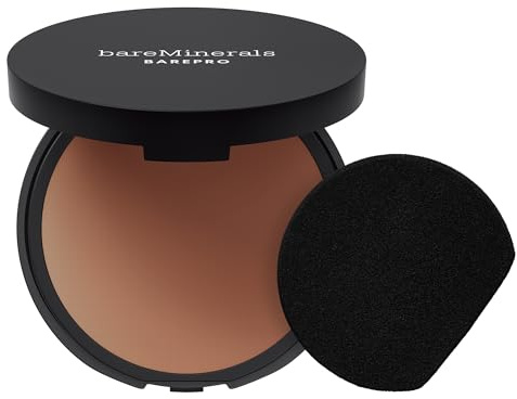 bareMinerals BAREPRO Skin-Perfecting Powder Foundation - Mattierende Kompaktpuder-Foundation mit voller Deckkraft, pflanzlichem Squalan, talkfrei, ölkontrollierend, vegan
