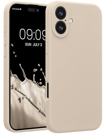 kwmobile Case Compatible with Apple iPhone 16 Plus Case - Slim TPU Silicone Phone Cover - Soft Touch Finish - Cream