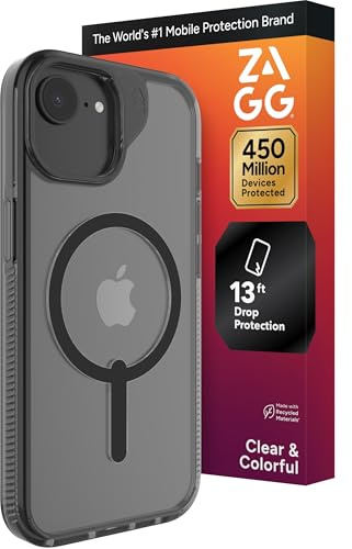 ZAGG Santa Cruz Snap Graphene-Reinforced Case for iPhone 16e [6.1-Inch], MagSafe Compatible, Anti-Yellowing, Scratch-Resistant, Slim Design, Shockproof Phone Back Cover (Clear/Black)