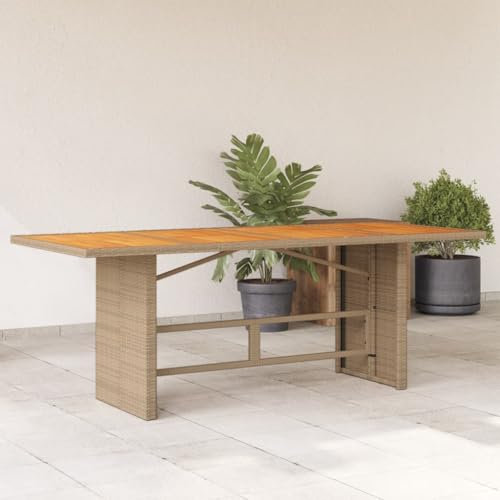GCHDHAPB Home-Outdoor Home-Outdoor Tische Gartentisch mit Akazienholzplatte Beige 190x80x74cm Polyrattan