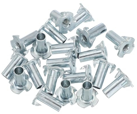 PATIKIL M6 Ecrous En T, 20 Pcs Acier Zingué Ecrous Aveugles À 4 Griffes Longueur 18 Mm Inserts Filetés À Mâchoires Quatre Quincaillerie Pour Meubles En Bois Menuiserie Prises D'Escalade