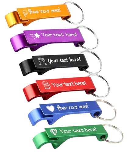 Porte clef Personnalisable,Porte-CléS Texte/IcôNe Gravé 6 Couleurs et Polices,Pour La BièRe ouvre Bouteille,Convient Pour Les Bars, Les FêTes, Les Mariages