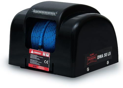 DRAGON WINCH Guindeau Électrique 12V 50 lbs (22 kg) – Guindeau d’Ancre & Treuil 150W avec Câble Synthétique 30,5 m et Télécommande pour Bateaux Pêche, Pneumatiques, Loisirs – Eau Douce
