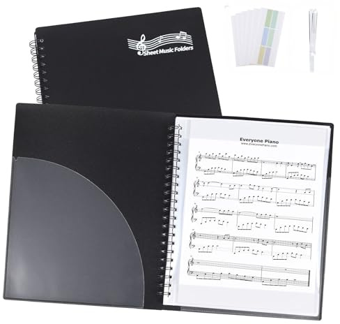 Sheet Music Folders Choir Binder: Piano Music Sheet Holder Storage Fits Letter Size 8.5 x 11 Inch for Choral,Guitar, Orchestra, Band - 40 Plastic Sleeves Display 80 Pages