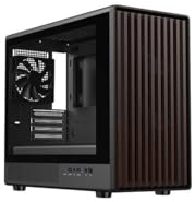 DIYPC DIY-mATX06-Wood Black USB3.0/Type C Micro ATX Mid Tower Gaming Computer Case w/Vetro Temperato Pannello Frontale e Legno di Noce / 4 x Ventole PWM preinstallate