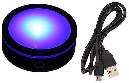 HOLIDYOYO Base LED Redonda para Lámpara de Cristal Táctil con Sensor Soporte para Lámpara LED para Decoración de Mesas Dormitorios y Oficinas Alimentación USB o Batería Material Duradero