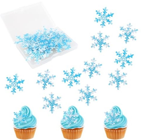 50stk Essbare Schneeflocken für Torte, Essbare Schneeflocken Kuchendekorationen für Weihnachten Winter Geburtstag