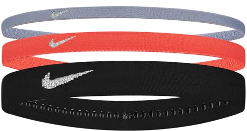 NIKE Men's Flex Classic Mixed Width Headbands Metallic Pack of 3 Headbands Running Fitness Training Sports Hair Band Set, Iron Purple/Ember Glow/Metallic Silver, One Size
