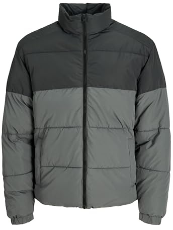 JACK & JONES Men's Jjmaze Puffer Jacket-Castlerock - ASPHALT BLOCKING-M