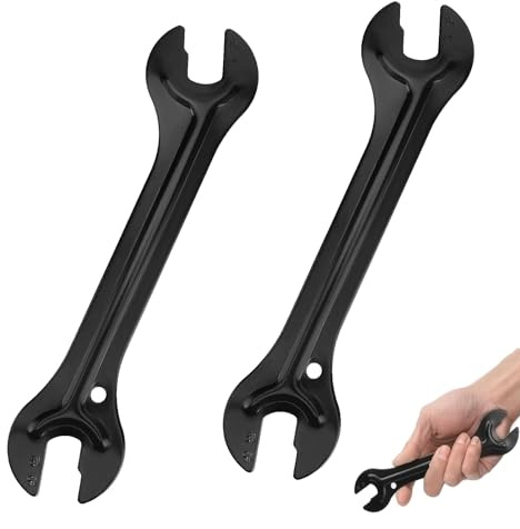 LeeQunQ 2 PCS Bike Spanner, Bicycle Cone Spanner, Hub Pedal Wrench, Bicycle Cone Wrench, for Mtb Mountain Bike Cycling(Black)