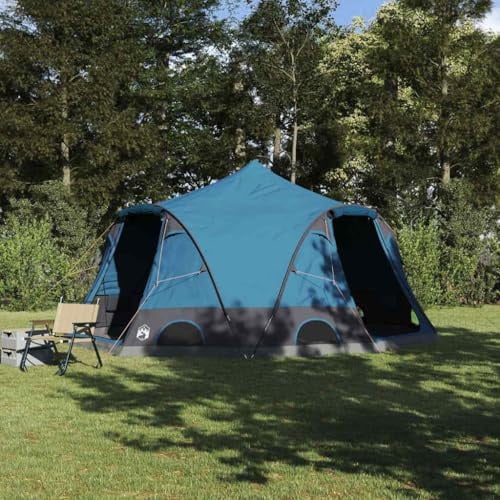 Runheo Dome Zelt für 4 Personen mit Dach Blau aus 185T Polyester 505 x 450 x 248 cm mit praktischem E-Port und Belüftungsfenster für Camping, Trekking und Outdoor Festival