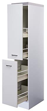 Flex-Well Midi-Apothekerschrank UNNA | Hochschrank | 2 Front-Auszüge, 4 Schubkästen | Breite 30 cm | Weiß