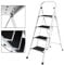Scaletta a 4 gradini – Piedini antiscivolo – Acciaio resistente – Design pieghevole, scala facile da riporre – Ideale per casa/cucina/garage – Capacità massima: 150 kg