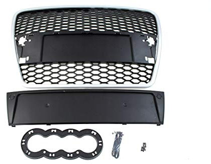 V-Maxzone M-4413 Sportgrill für Vorderseite, A6, C6, RS-Syle, silber-schwarz