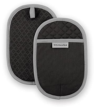 KitchenAid Asteroid Pot Holder 2-Pack Set, Black, 6.5x10