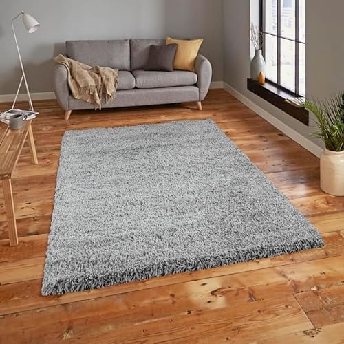 Everest Rugs for living room thick pile modern rugs for bedroom, kitchen, hallway runner, kids room small to Large fluffy Quality Rugs Runners Silver Small Mat: 40 x 60cm (1ft 3 x 1ft 11)