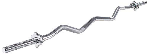 SPRINGOS SZ Stange Curlstange 120 cm, 2 x Sternverschlüsse, Ø 25 mm, max. Belastung 140 kg, verchromter Stahl, Langhantelstange für Krafttraining, Bodybuilding, Home Gym