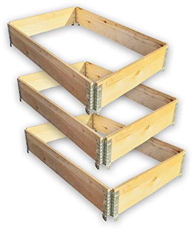 Rehausse-Palette en Bois avec Charnières | Cadre Palette | Stabilise les marchandises sur la palette | Bac Potager surélevé, 3x 120x80x20cm