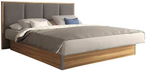 SuMa - Dual Wasserbett 200x220 freistehend m. Sockel Wildeiche und Kopfteil Quaddro, Farbe lightgrey 200x220 cm