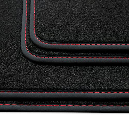 teileplus24 HQ-112 Fußmatten kompatibel mit Seat Leon 4 KL Cupra Leon 2020- Deluxe Velours, Naht:Rot