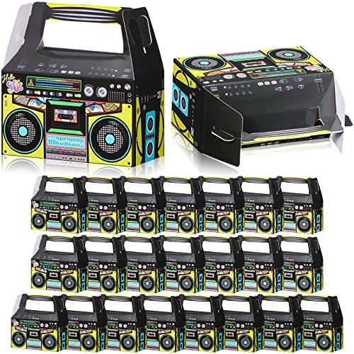 Zonon 24 Stück 80er 90er Jahre Neuheit Boom Geschenkboxen 80er 90er Thema Retro Radio Geschenkschachteln Deko Hip Hop Thema Tischdeko für Geburtstag Musik Retro Party Zubehör (90er Jahre)