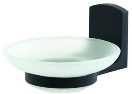 Spirella Seifenschale zum Befestigen, Glas & Chrom, Taku, transparent & schwarz