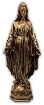 Statue Unserer Frau Wunder oder Unbefleckte Empfängnis 60 cm hoch aus Harz Bronze-Finish, ideal für Gärten und alle Außenbereiche.