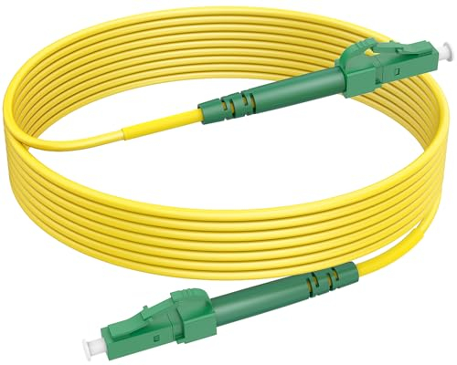 RamboCables Glasfaserkabel LC/APC auf LC/APC,OS2 Simplex Singlemode 9/125µm LSZH,FTTH LWL Patchkabel Gelb 0,5m
