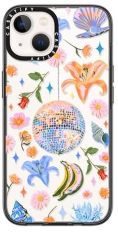 CASETiFY Compact iPhone 14 Case [2X Military Grade Drop Tested / 4ft Drop Protection] - Disco Magic - Clear Black