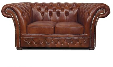 Chesterfield Bank Winfield Basic Luxus Leder | 2-Sitzer | 2 bis 4 Wochen Lieferzeit (Cloudy Old Braun)