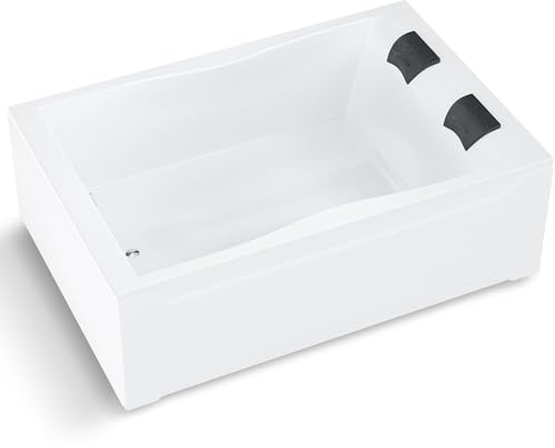 AQUADE Acryl Badewanne 180x120 Modell: Hamburg - Weiß Badewanne Komplettset 180x120 - Badewannen Mit Wannenträger + Schürze + Ab-Überlauf mit Zulauf + Nackenkissen