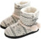 DimaiGlobal Damen Herren Hausschuhe Stricken Hüttenschuhe rutschfeste Wolle Hausstiefel Pantoffeln Plüsch gefüttert Warme Hüttenstiefel Winter Drinnen Draußen 37/38EU Grau
