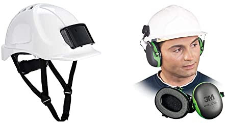 Portwest PB55 Endurance White Vented Safety Helmet with Visitor Badge Holder & Casque antibruit 3M™ PELTOR™ Série X, référence X1P3, 26 DB, Vert