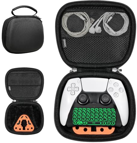 TiMOVO Controller Keyboard Carrying Case for PS5/PS5 Edge/Xbox Controller, PS5 Travel Case with Accessory Storage Holder, Hard Shell Protective Bag Fits PS5/Edge/Xbox Series X/S/One Controller, Black