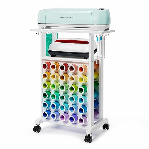 Crafit Bastelwagen Kompatibel mit Cricut Maschinen, Rollbarer Aufbewahrungswagen mit 30 Vinylrollen Halterungen, Organizer und Aufbewahrung für das Bastelzimmer - Kompakt und Abnehmbar