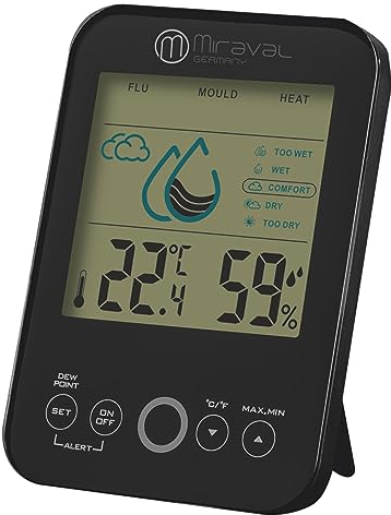 Miraval Raumklimastation Schimmelwarner 5 Stufen Lüftungsempfehlung Hygrometer Temperaturstation (Schwarz)