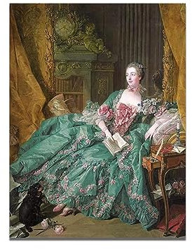 XGMDZRT Rokoko-Wand Bilder Reproduktion für Wohnzimmer. François Boucher: Madame de Pompadour. Weltberühmtes Gemälde Leinwand Poster 90x120cm nur Leinwand